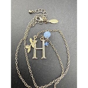 Vintage Oliver Bonas Charm Necklace "H" Gold Tone 17"‎